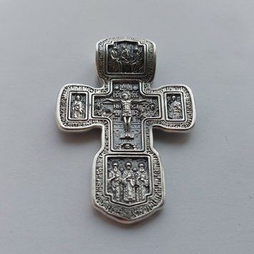 Серебряный крест двусторонний с литым ушком 22 г K-27 фото
