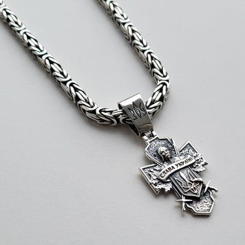Серебряная цепь плетение Лисий хвост 100 г и подвес 13 грамм CL-100 фото